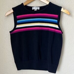 St. John Black Tank Top with Multicolor Stripes